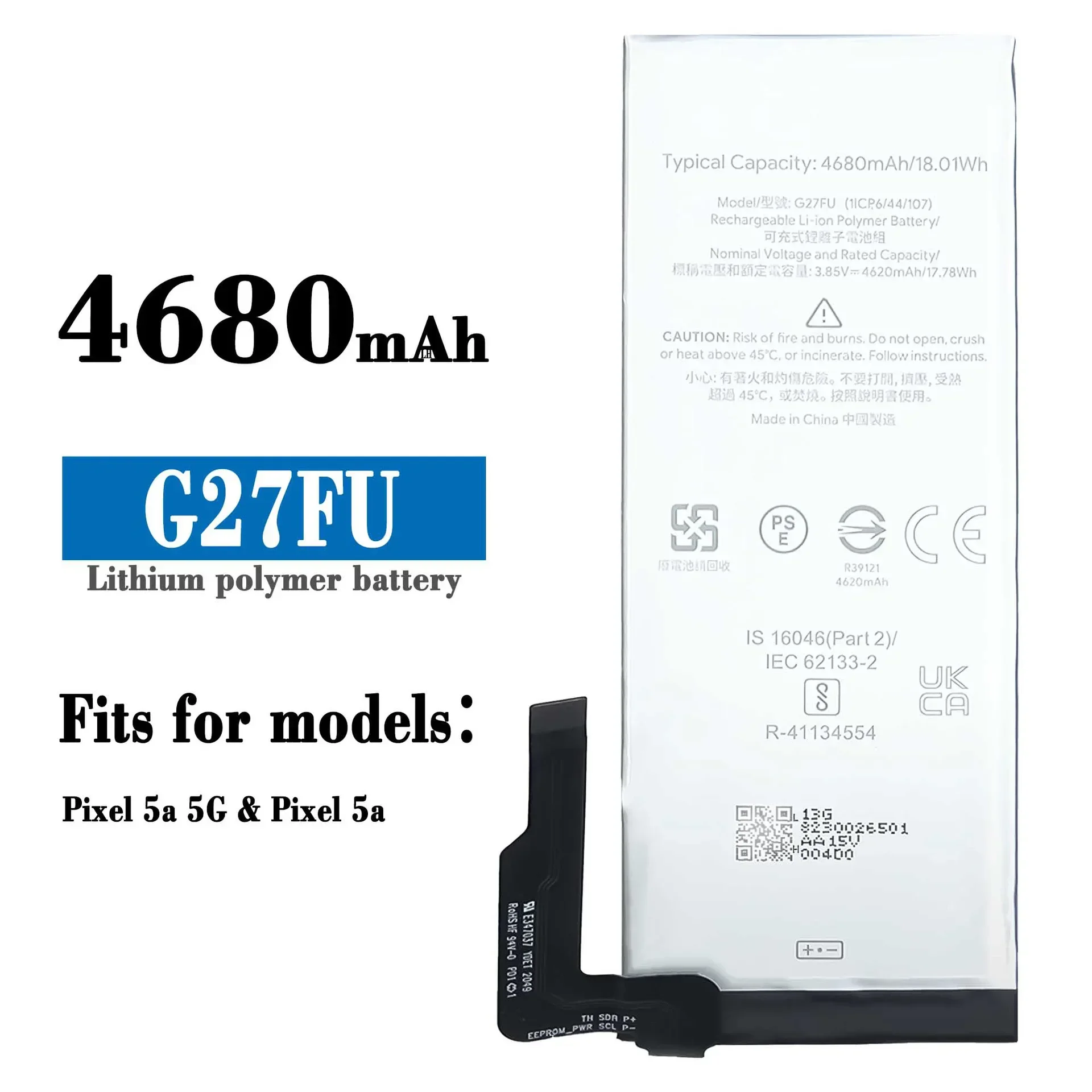 G27FU Replacement Battery For HTC Google Pixel 5A High-capacity High Quality 4680mAh Built-in Lithium Latest Batteries