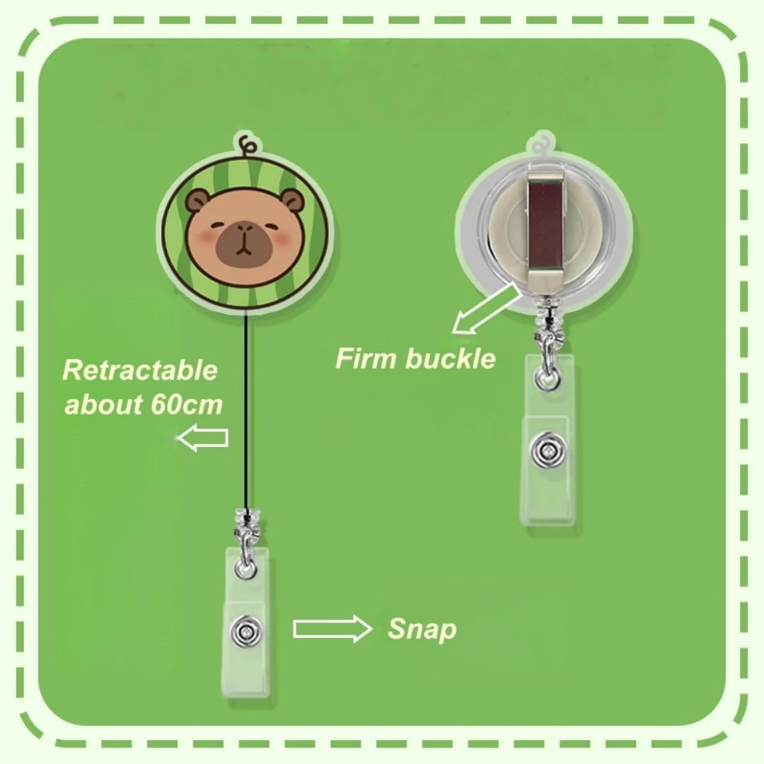 

Acrylic Badge Holder Compact Capybara Badge Reel Cartoon Animal Badge Clip Personalized Retractable Id Card Holder For School Id