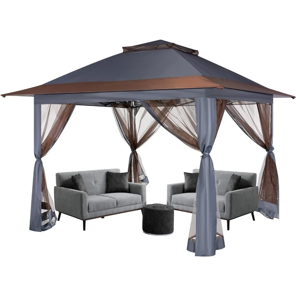 

13 X 13 Pop Up Canopy Tent, Quick Setup Canopy Shelter With Mosquito Netting, Center Lock, Storage Bag, Instant Outdoor Gazebo