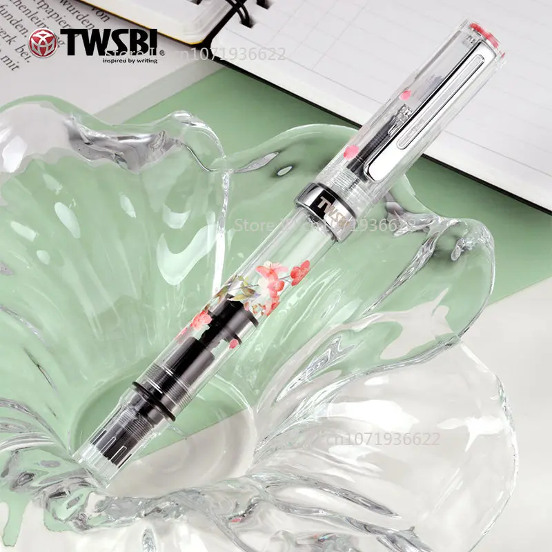 TWSBI ECO Designer Transparent Sakura Limited Edition Fountain Pen Piston Filling Pen with Cherry Blossom Gift For Journaling