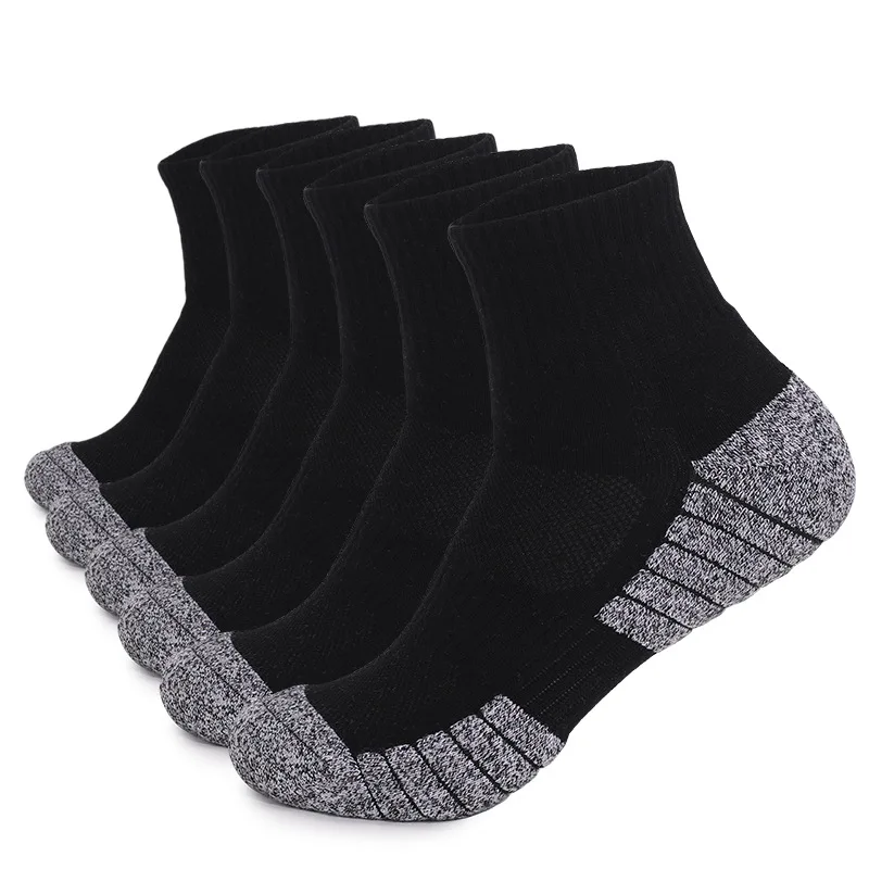 6 pairs Outdoor sports socks Thickened towel bottomed hiking socks Sweat-absorbing short tube sports running socks Men Socks