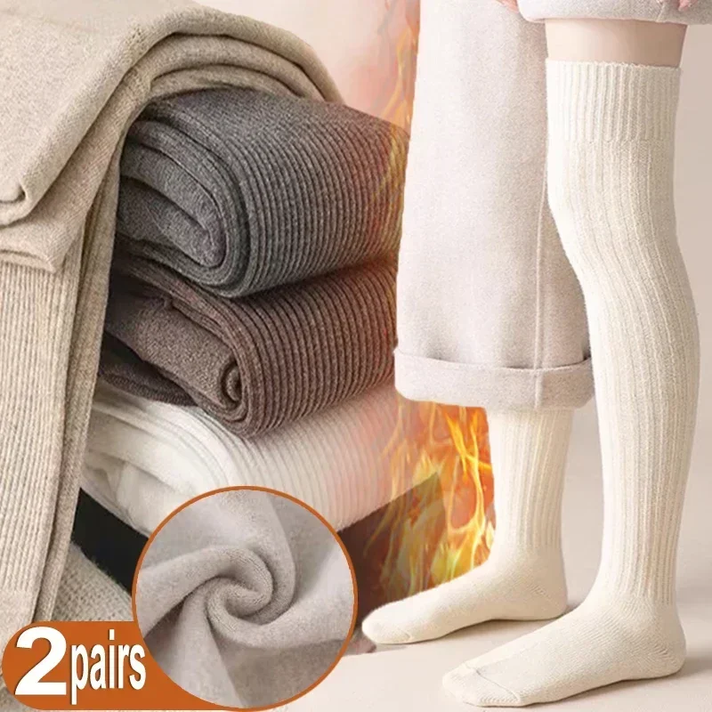 

Socks Cashmere Women Knee 1/2pairs Knitted Winter Japanese Wool Socks High Stockings Warm Stockings Autumn Long Thick Socks