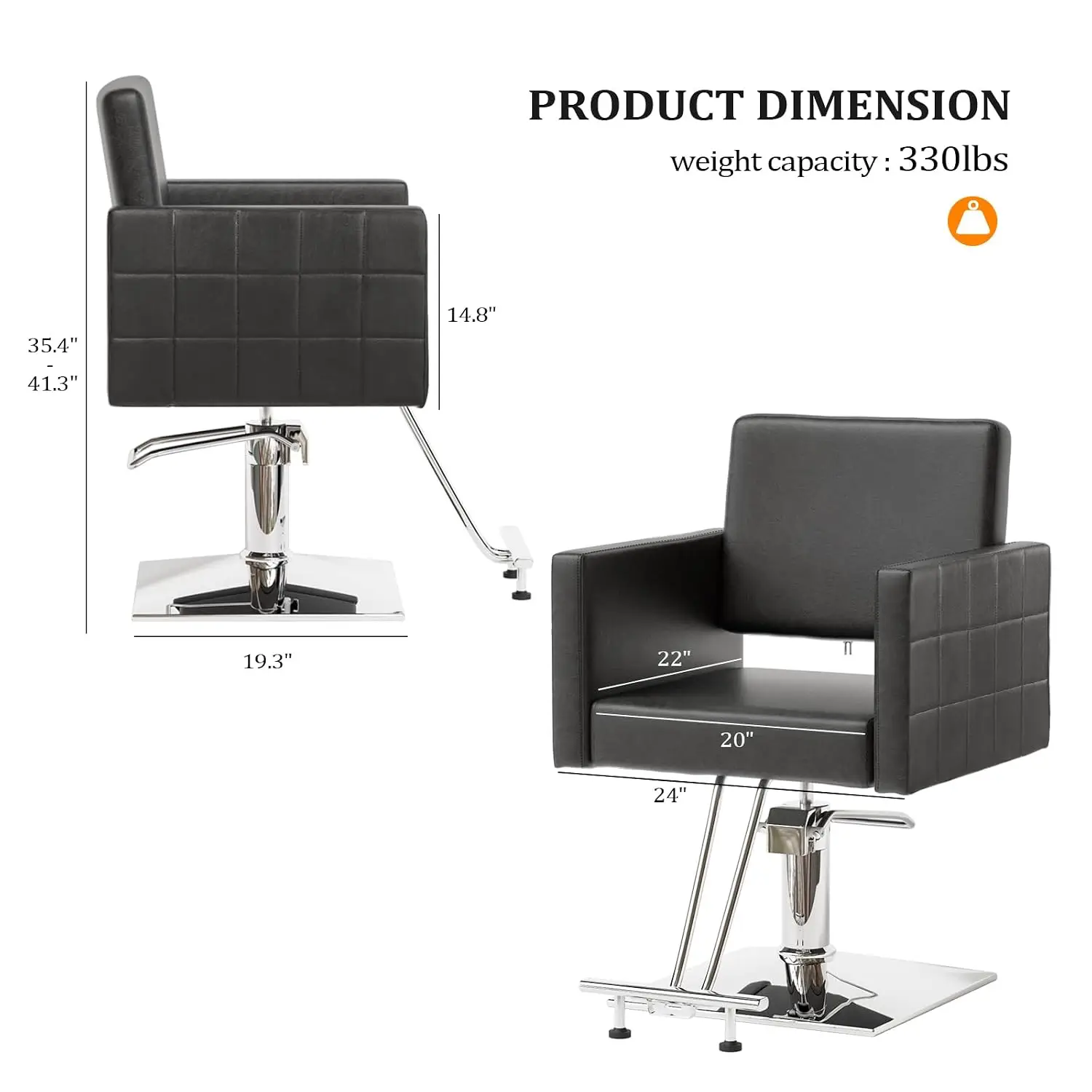 Hydraulic Barber Chair Wide Seat Stainless Steel Footrest Heavy Duty Salon Styling Hair Stylist Spa Equipment, Customized - view 3