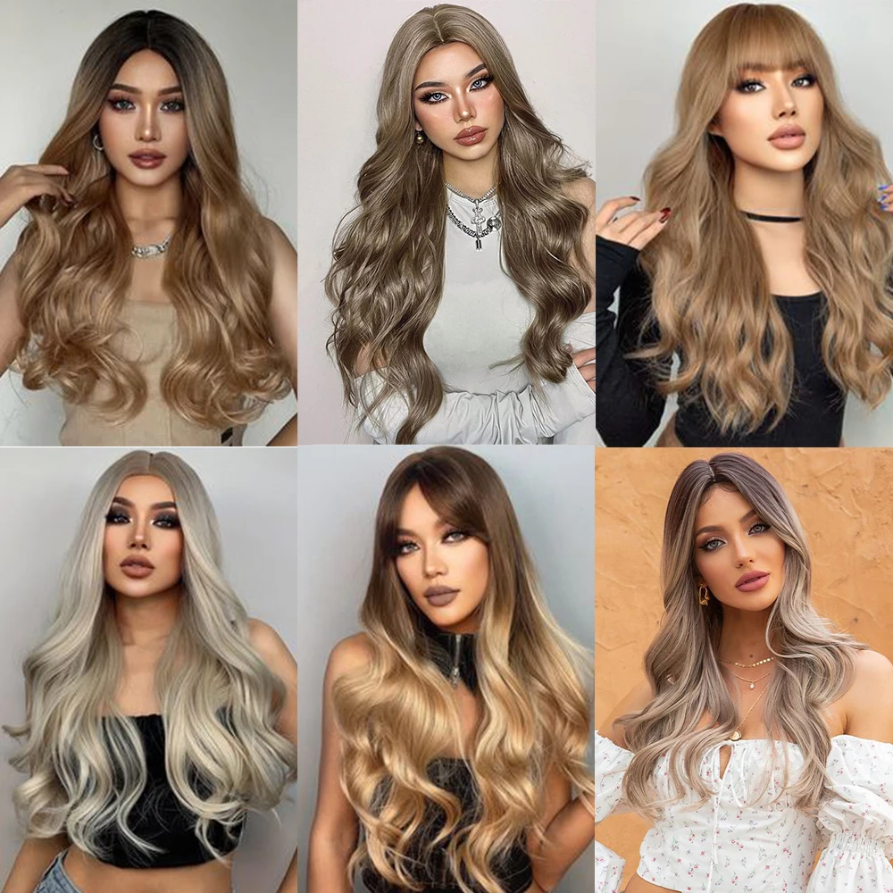 Extensiones de Cabello sintético para mujer, 5 Clips en extensiones de cabello Natural, largo, ondulado, postizo, marrón, negro, una pieza