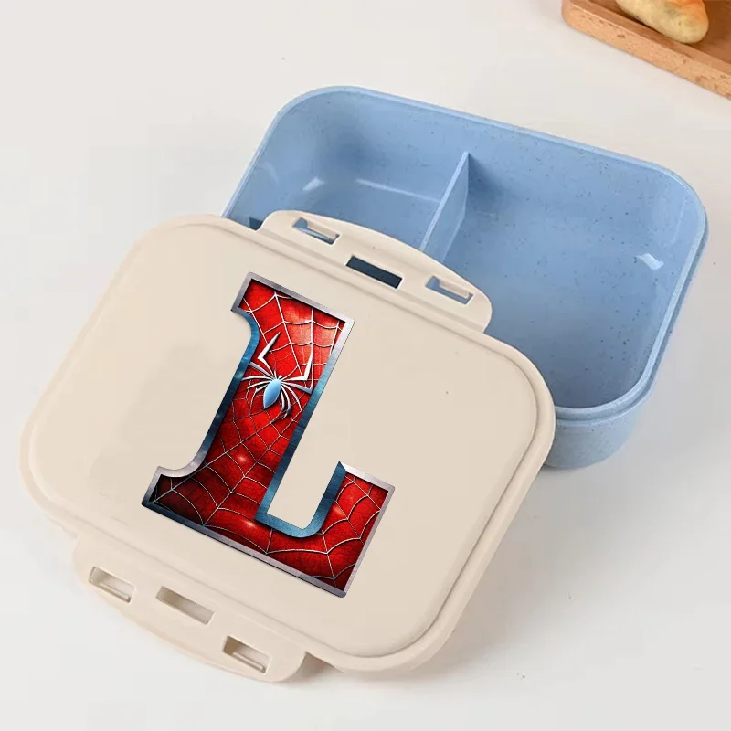 Disney Cartoon Spider-Man Lunch Boxes Letter 0-9 A-Z Girls Boys Student Plastic Portable Bento Box Insulated Kids Birthday Gift