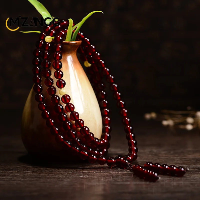 Natural High Quality Red Amber Bracelet Round Bead Single Circle Men\'s and Women\'s Beeswax Bracelet Jewelry Holiday Gift Masco