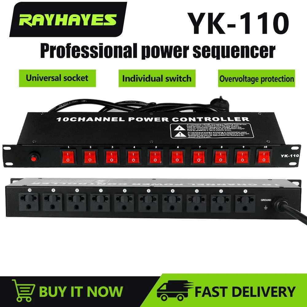 RAYHAYES YK-110 Professional Audio Power Sequence Controller 10 Channel High Sequencer Controller Stage Audio Equipment