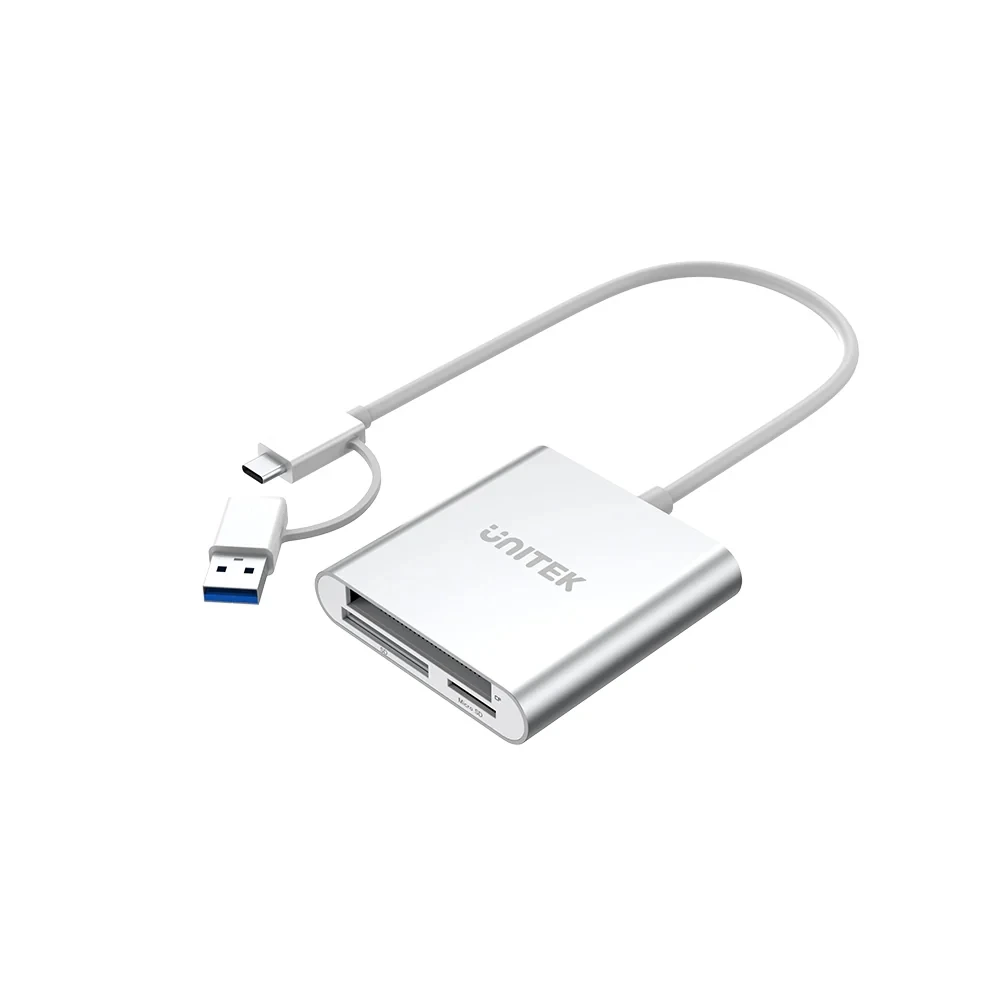 Czytnik kart Unitek 3 w 1 Pamięć USB 3.0 na SD MicroSD CF TF z adapterem USB-C do laptopów PC Akcesoria Przenośny czytnik kart