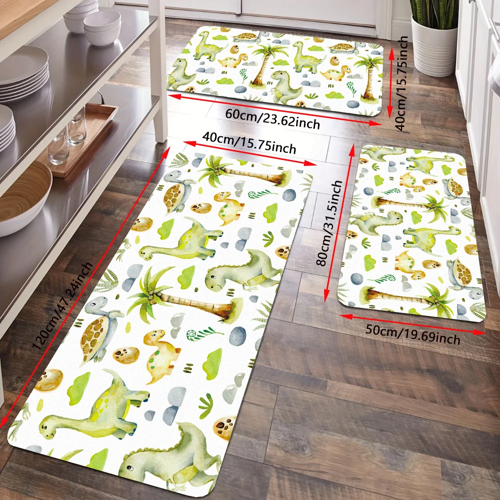 Cartoon Dinosaurier Küche Boden Teppich Set Niedlichen Tier Meeresschildkröte Hause Eingang Fußmatte Flanell Rutschfeste Badematte Wohnzimmer Teppich