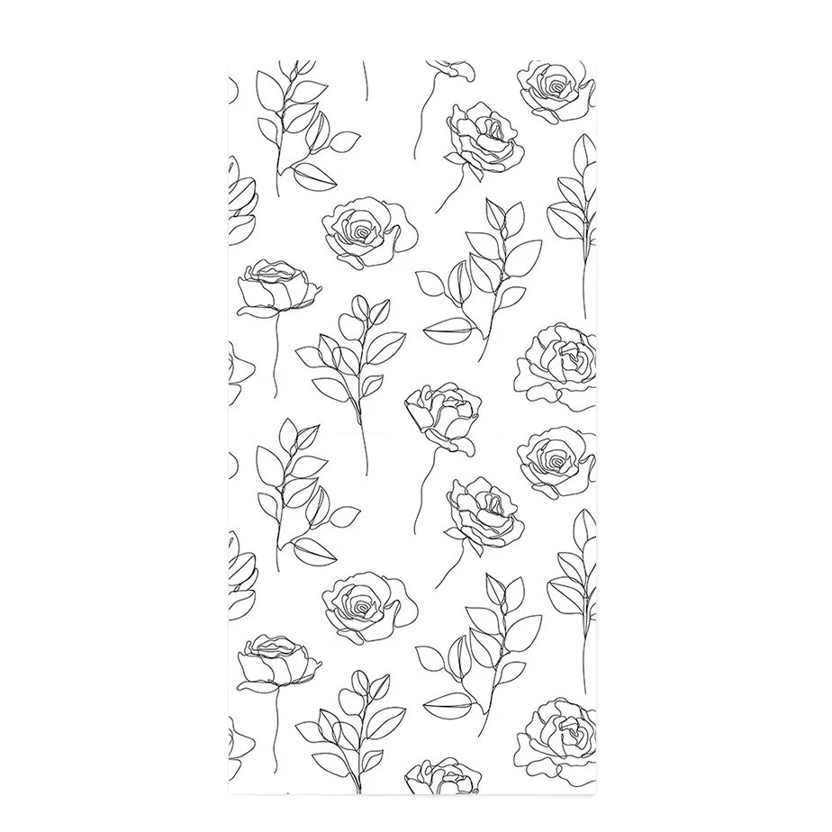 Peel and Stick Rose Wallpaper Sketch Floral Wall Paper Boho Removable Flower Contact Paper for Bedroom Cabinets Thicken Vinyl