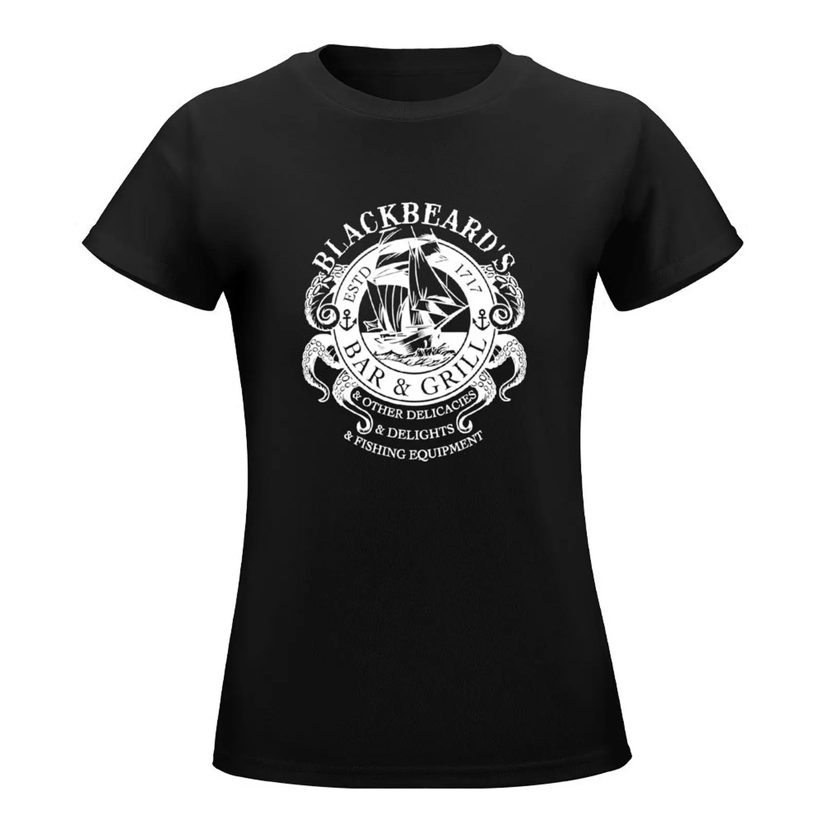 Blackbeard's Bar and Grill, Other Delicacies & Deligh Black02 T-Shirt Female clothing plus sizes t-shirts for Women cotton