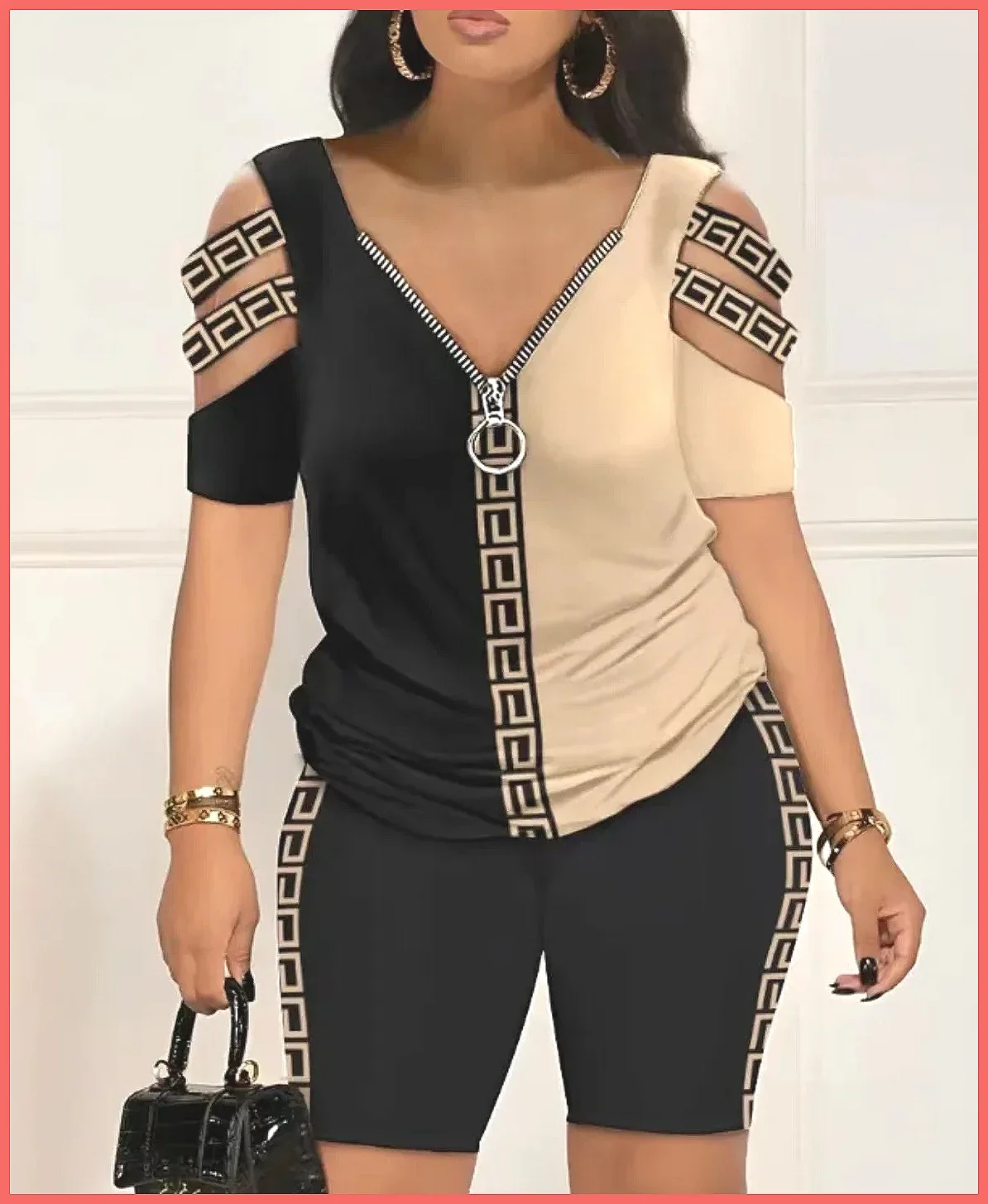 

2025 Summer Women's 2-Piece Set: Sexy Printed T-Shirt & Shorts, Casual Loose Outfit