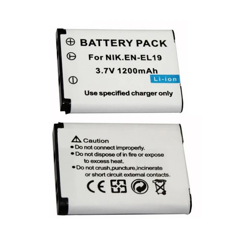 1200mAh Rechargeable Li-ion Battery EN-EL19 ENEL19 For Nikon Coolpix S2500 S2600 S3100 S3300 S4100 S6600 S7000 Camera Batteries