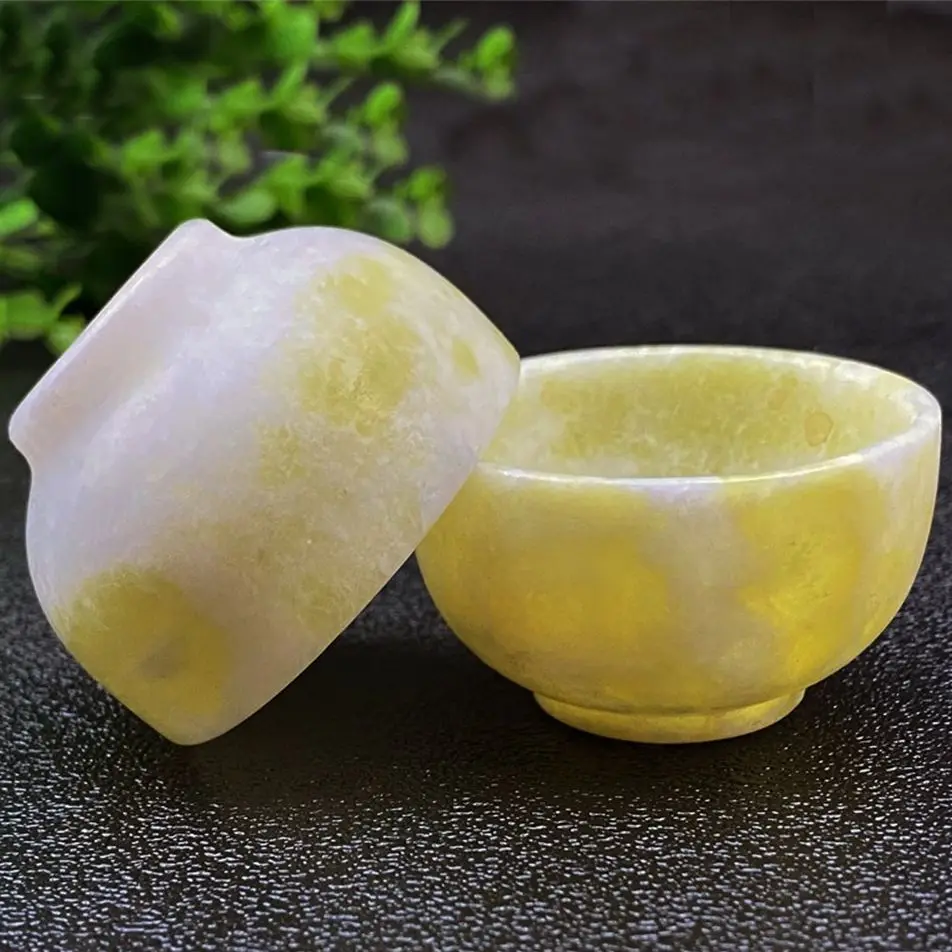 Natural Stone Crystal Bowl Tableware Wine Set Minerals Spiritual Reiki Living Ornaments Home Decoration Room