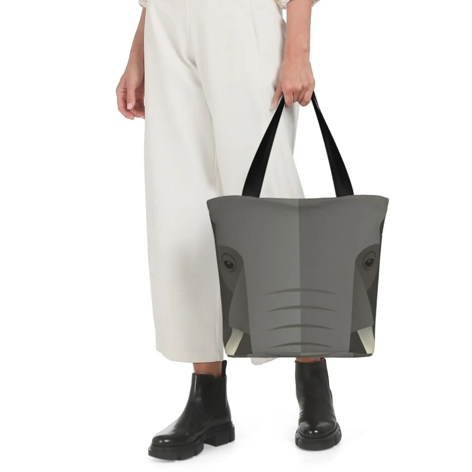 

Funny Elephant Tote Bag Single Shoulder Shopping Grocery Bags Oxford Fashion Handbag with Zipper Women Gifts Girls Kids