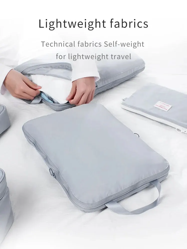 2pcs Travel Compression Packing Cubes Bag Portable Suitcase Clothes Organizers Waterproof Luggage Storage Cases Drawer Bags