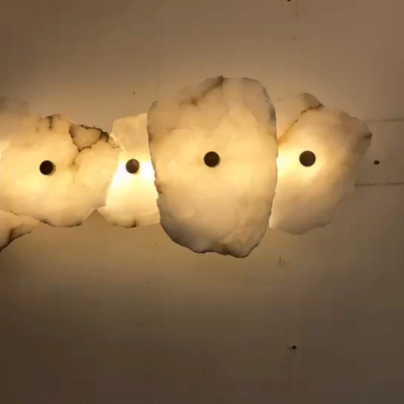 Natural Stone LED Wall Lamp Marble Parlor Corridor Bedroom Sconce Copper Designer Art Deco Wall Lights Dropshipping