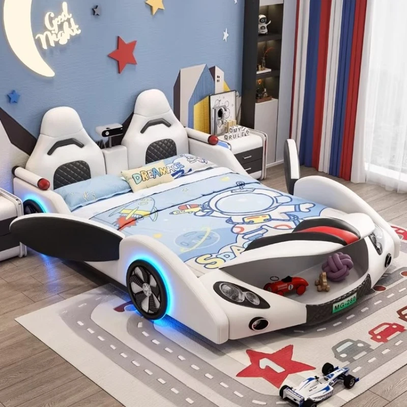 

Small apartment boy car bed boy 1.5 meters creative solid wood racing double bed
