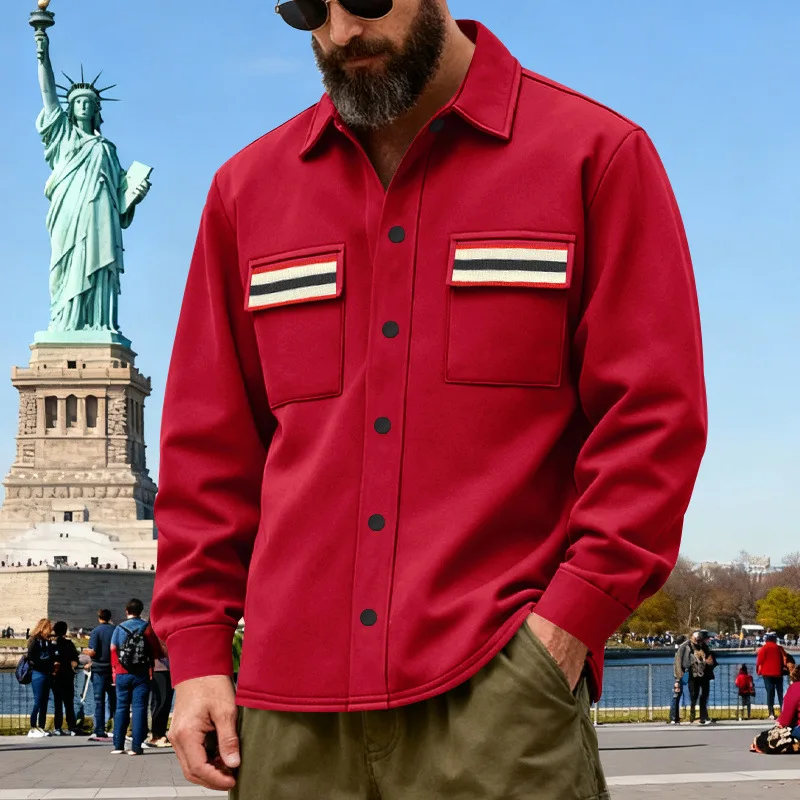 Cross-border Autumn And Winter New Products Heavy Loose Velvet Men's Outdoor Tooling Thermal Jacket Shirt
