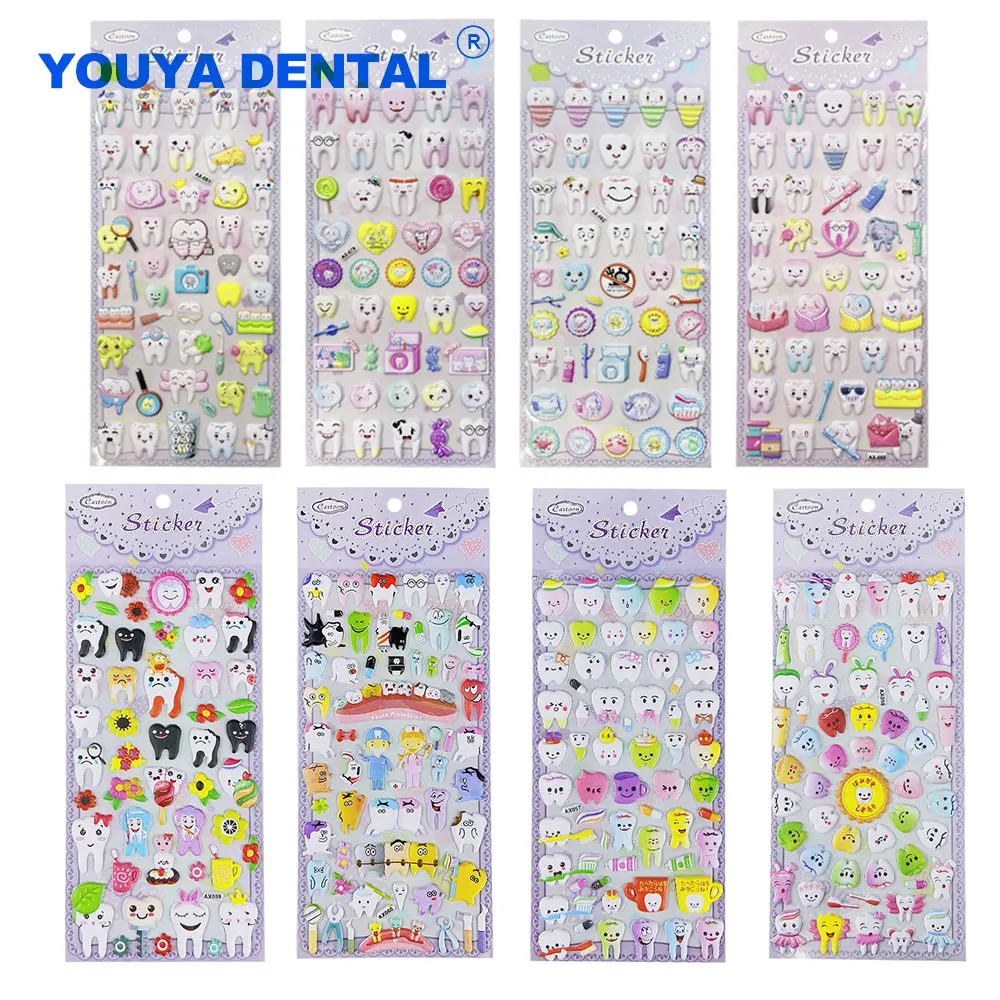 

4pcs Dental Cute Tooth shaped Cartoon Stickers For Kids Kawaii Aesthetic clinic Decorative gift For Phone Case scrapbook Decor