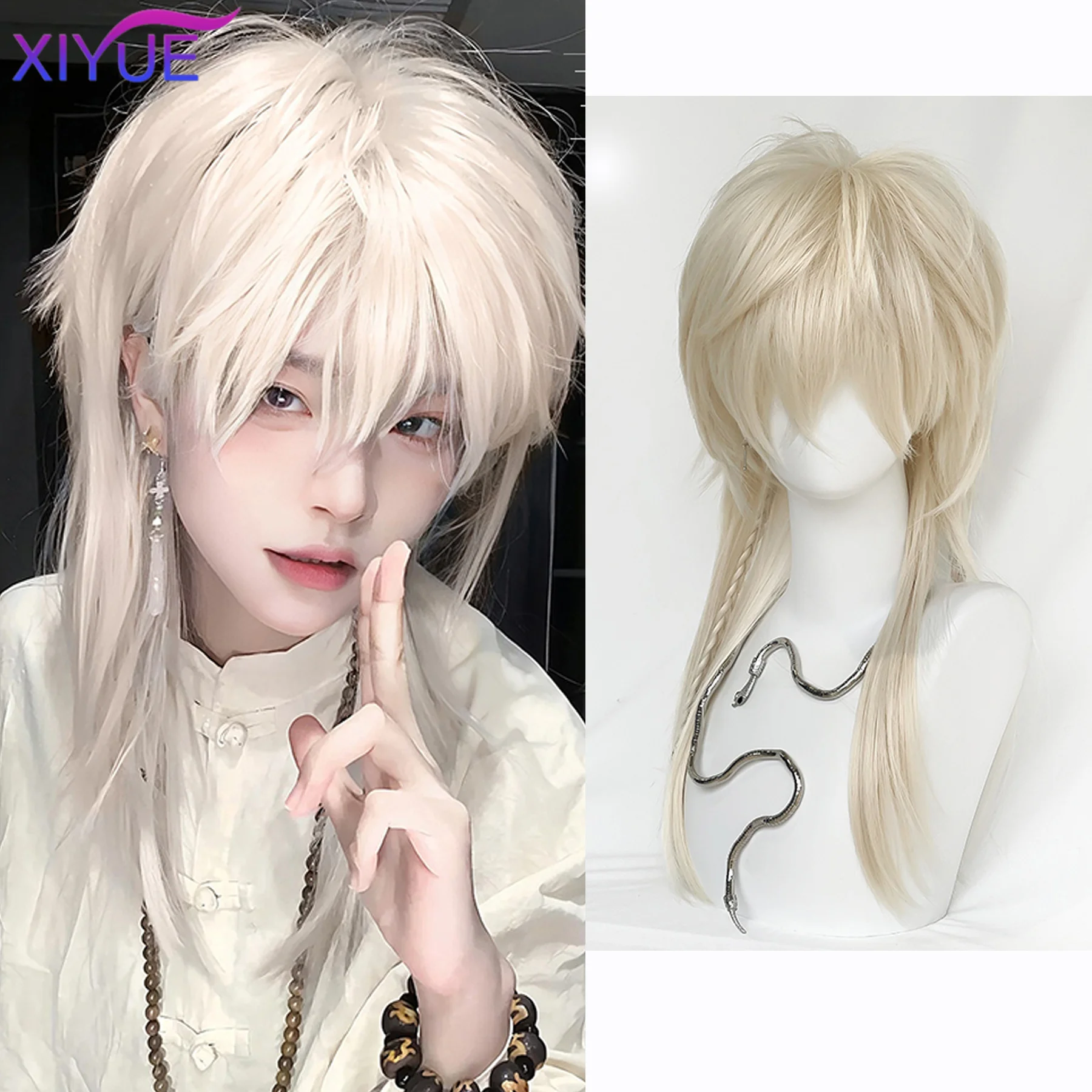 Black golden Short Wig Synthetic High Temperature Wig Men's Wigs for Cosplay Anime Party Daily Wig Realistic Natural Hair