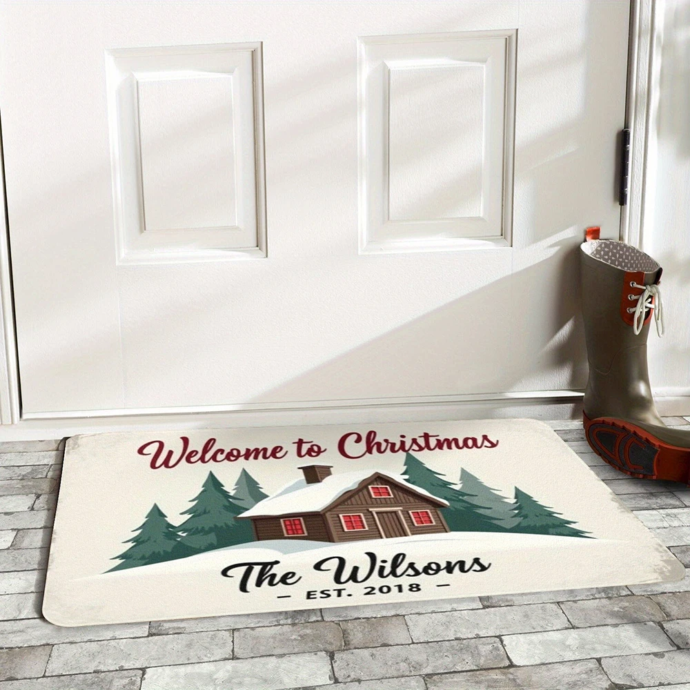 قطعة واحدة من ممسحة ممسحة بطابع عيد الميلاد مع كرات، سجادة ترحيب للباب الأمامي الخلفي للعطلات في الأماكن المغلقة والخارجية. #5