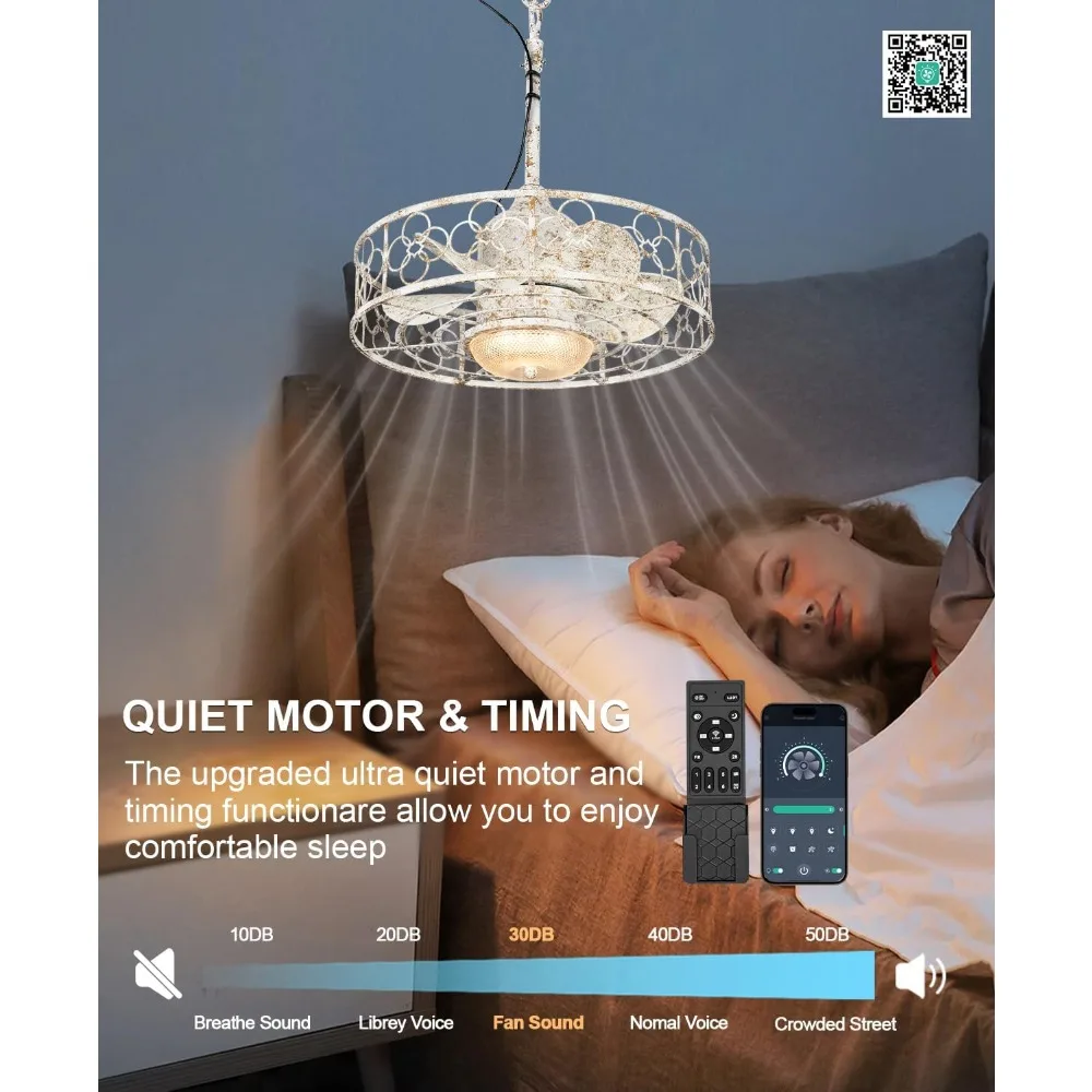 Waterproof Outdoor Ceiling Fans with Lights , 20" Wet Rated Gazebo Fan with Remote&APP Control, 3 Color Temperatures&Dimmable LE