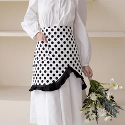 Apron For Kitchen Baking Desserts Milk Tea Shop Women Half Waist Apron Cotton Cloth Dot Print Apron