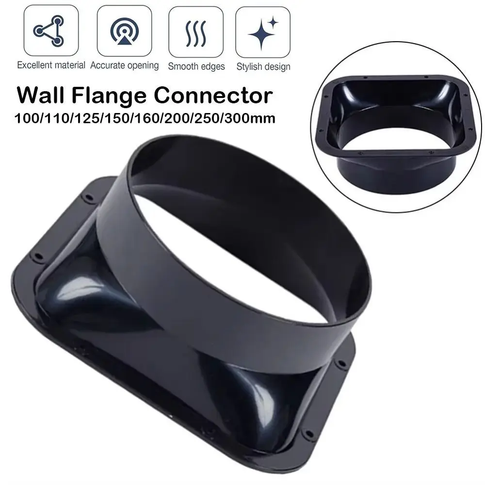 

Fan Connection ABS Wall Flange Connector Black 100-300MM Ventilation Pipe Joint Exhaust Pipe Connector Ventilation Pipe