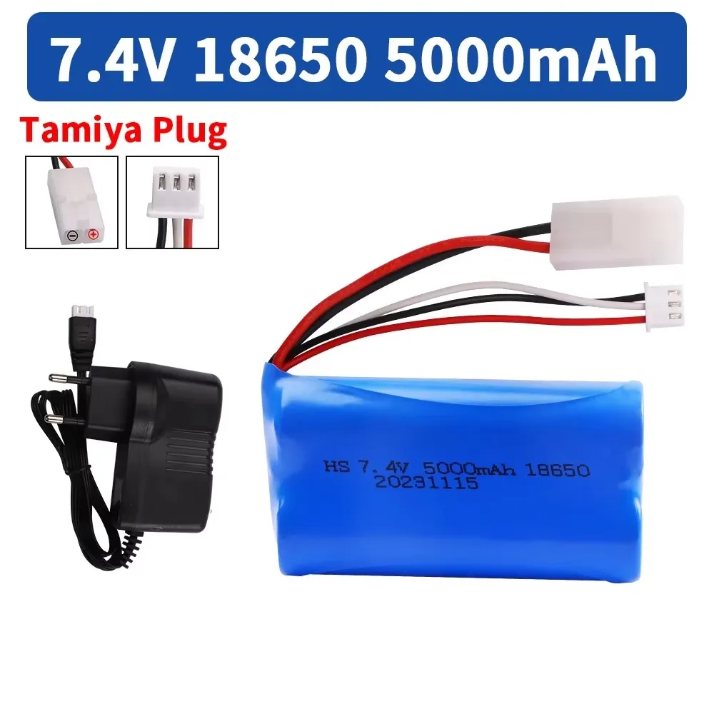 5000mAH 7.4 فولت بطارية ليثيوم أيون مع تاميا التوصيل 2S للتحكم عن بعد هليكوبتر سيارة خزان قارب لعبة 7.4 فولت 18650 لعبة بطارية ليبو