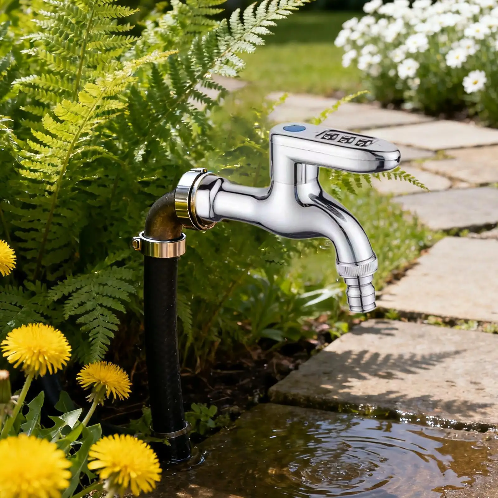 Outdoor Faucet Garden Tap with 3 Digit Code Lock Large Flow Zinc Alloy 1/2 inch
