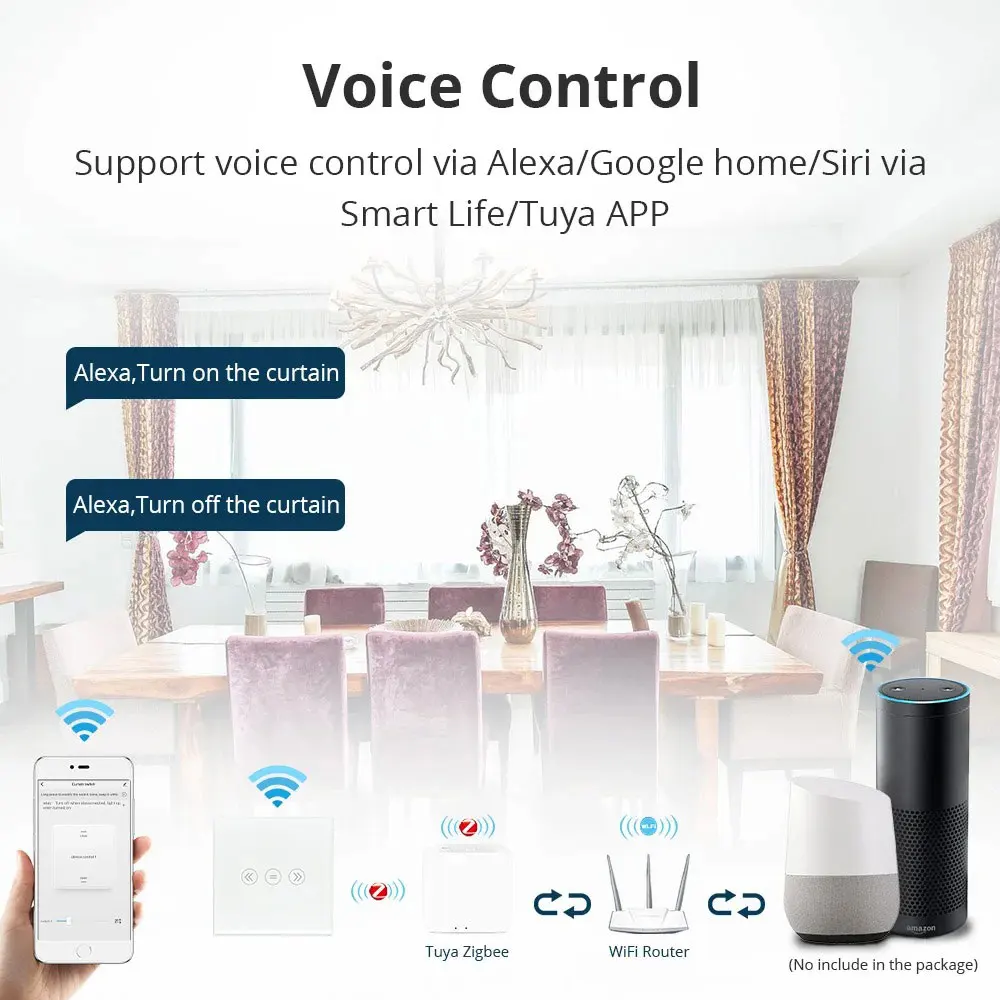 Zemismart Tuya Zigbee Curtain Switch Timer Control For Electric Curtain Motorized Roller Shade Blinds Alexa Google Home