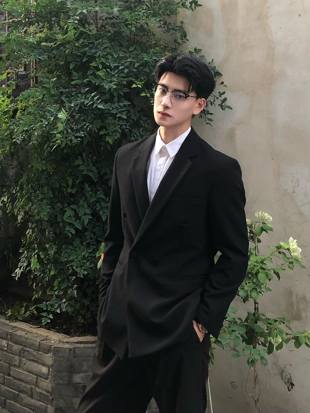 

Bla Briti Preppy Sle Men's Autumn Winter Formal Suit Jaet Casual High Waist oulder Pad Design Polyester Fiber Long ...