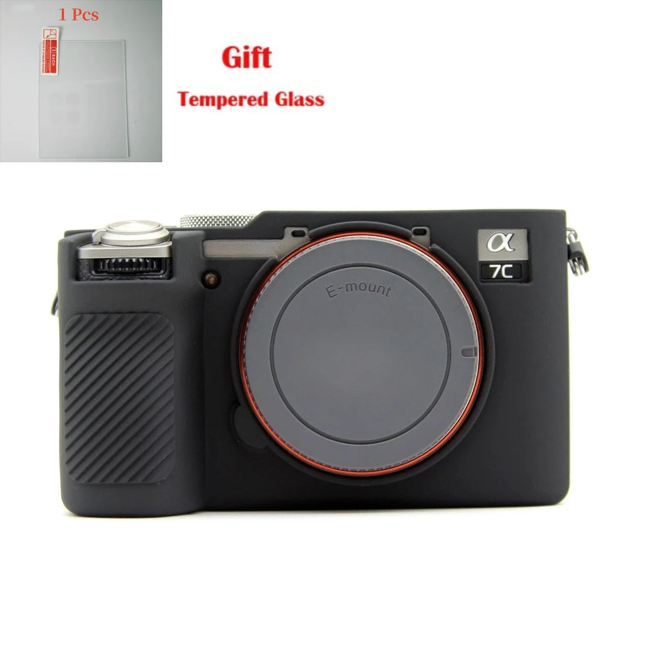 

For Sony A7CII micro-single digital camera silicone case, camera bag protective case + Tempered Glass LCD Protective Film