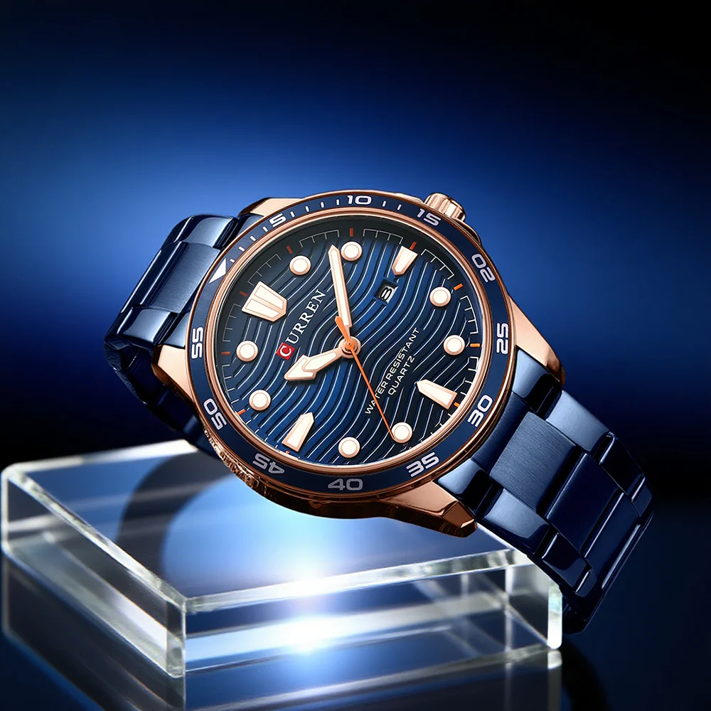 CURREN Casual Style Stainless Steel Men's Watches Simple Business Quartz Wristwatches with Date High Quality Male Clock Luminous