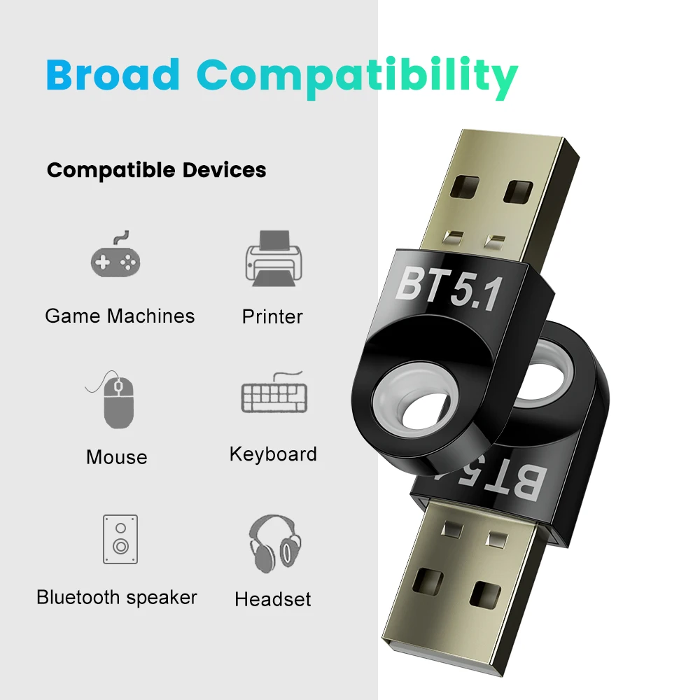 Adaptador USB Bluetooth para PC 5,1 5,0, Dongle Bluetooth 5 0, módulo Receptor de llave BT, transmisor Aptx, Receptor de Audio para ordenador