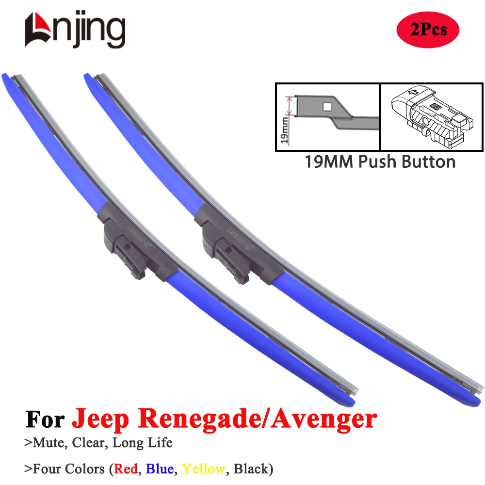 

LNJING Colorful Wiper Blades For Jeep Renegade Avenger SUV 2021 2022 2023 2024 Car Accessories Red Blue Yellow Windshield Wipers