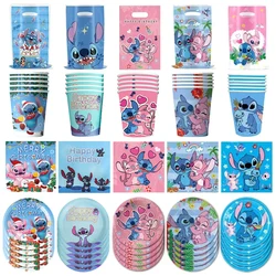 Disney Lilo and Stitch Birthday Party Decoration Girl Boy Disposable Tableware Tablecloth Candy Bag Plate Paper Cup Supplies Kit