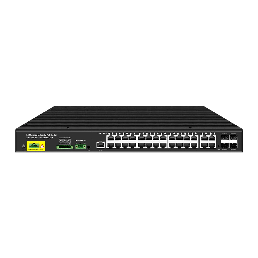 28 ports industrial switch,24*1000M RJ45+4*1000M COMBO L2 Managed switch,POE or non