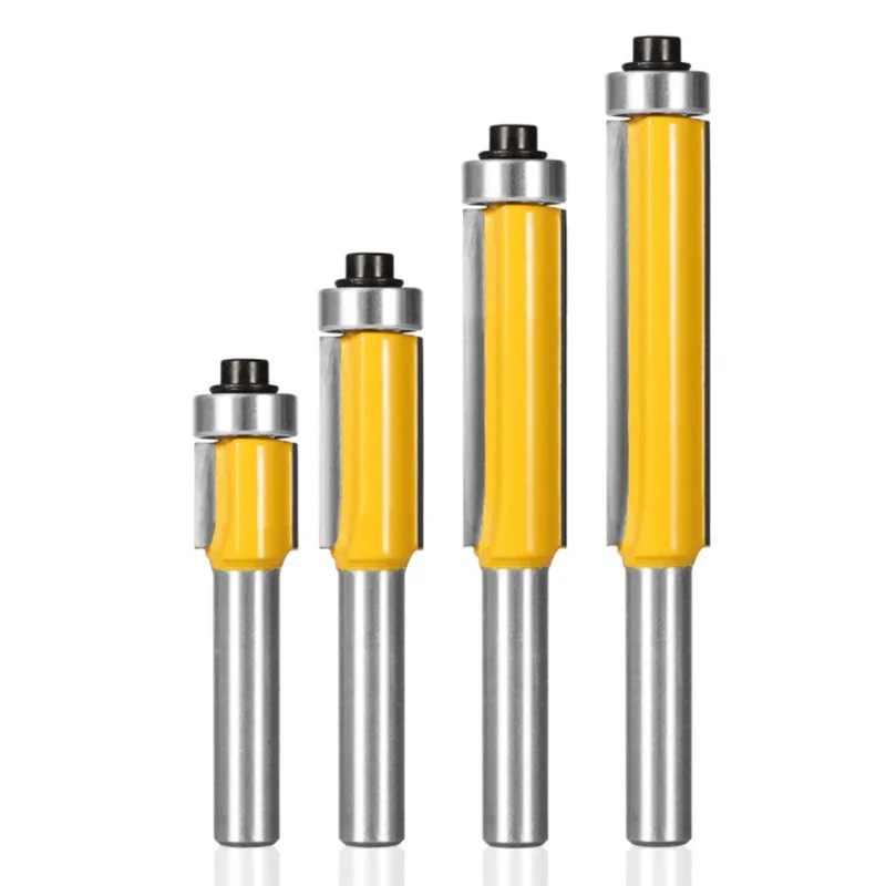8mm Shank Extended Bearing Flush Trim Bit Russian Style Woodworking Line Trimming Router Cutter