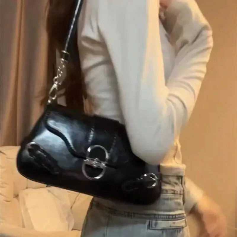 Bloom Vintage Pink Shoulder Women High Street Elegant Leather Y2k Handbag Female Retro Casual Crossbody Bags Bolsos Chic