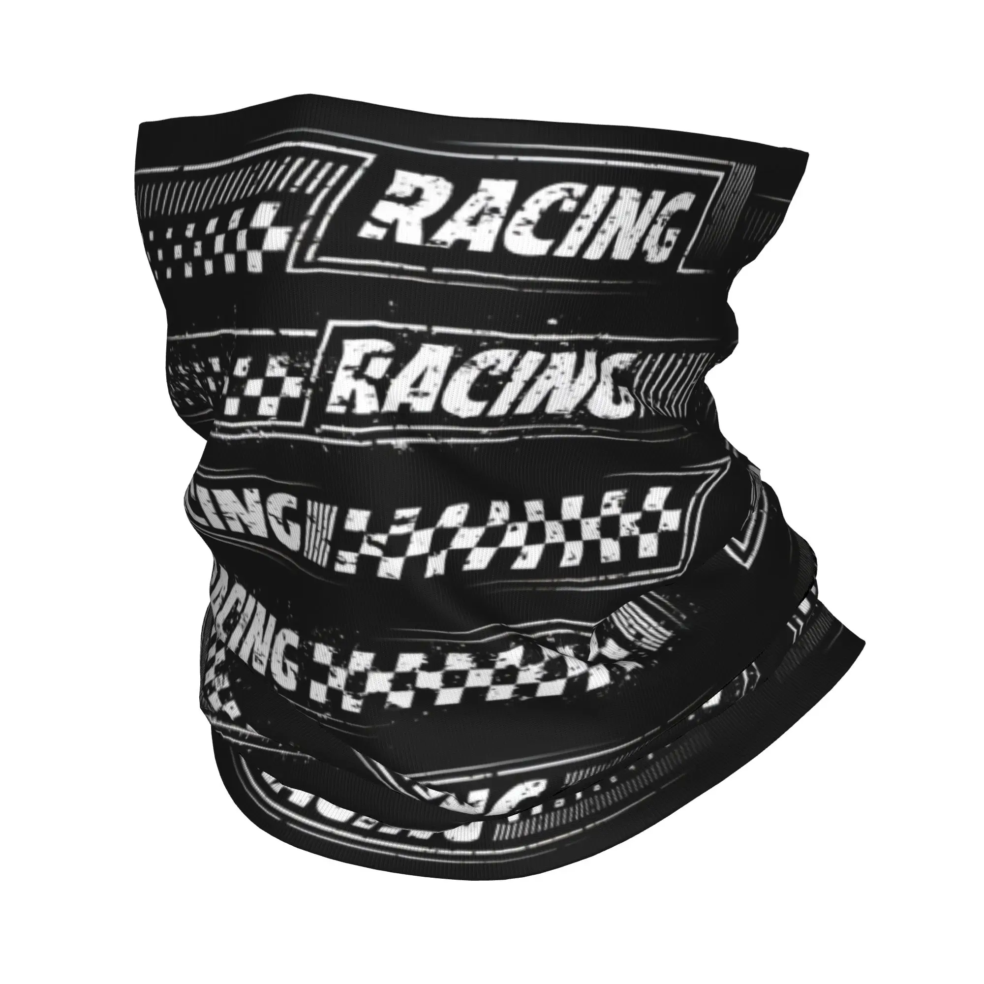Custom Racing Speed Rally Race Checkered Motor Logo Bandana Winter Neck Warmer Women Wrap Face Scarf for Gaiter Headband