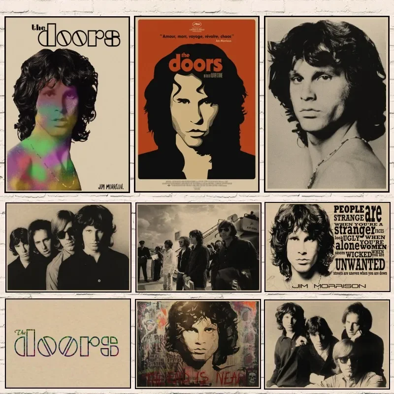 The Doors Jim Morrison  Retro Rock Band Music Kraft Paper RPosters Wall Sticker Home Decora Wall Decor Frameless 1001