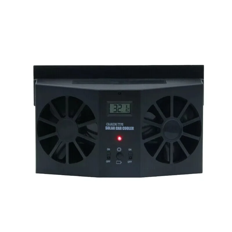 Solar Dual Fan Auto Car Window Windshield Auto Air Vent Outlet Ventilation Cooler