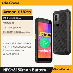 Ulefone Power Rüstung X11 Pro Robuste Telefon 8150 mAh 64GB ROM Wasserdichte Smartphone NFC 2,4G/5G wiFi Handys Globale version