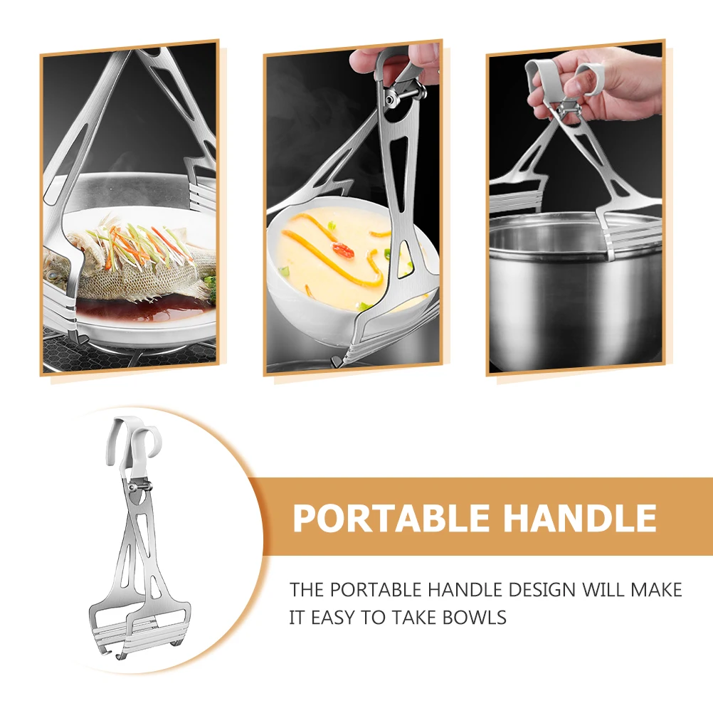 

Hot Dish Lifter Gripper Anti-Scald Bowl Clip Stainless Steel Plate Clamp Non-Slip Cooking Tongs Kitchen Camping Supplies