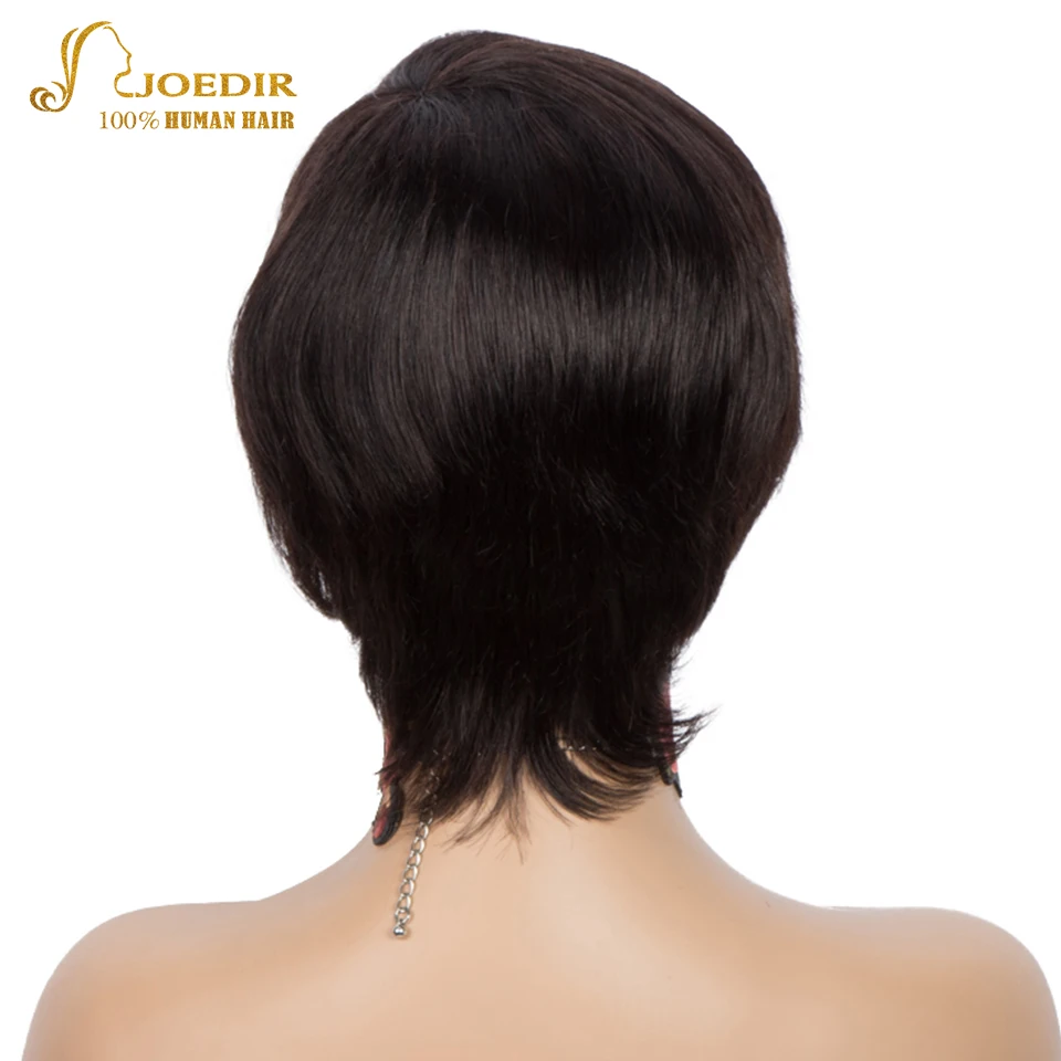 Joedir التخليص قصيرة عابث قطع مستقيم 100% خصلات الشعر المستعار الإنسان للنساء البرازيلي شعر ريمي كامل آلة صنع يوميا شعر مستعار أسود