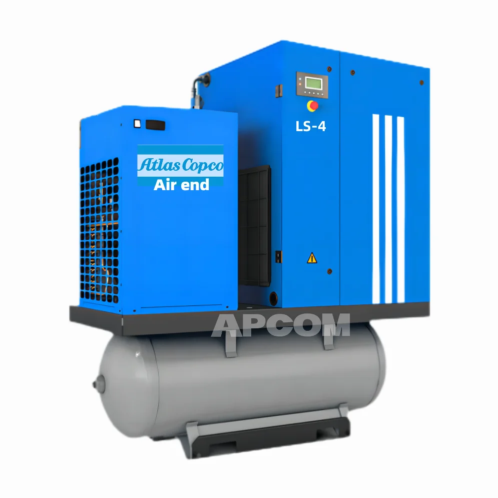

4 KW 5 HP Head 4KW 5HP Scroll Industrial Rotary Screw Air Compressor With 300L 10 Gallon Dryer tank 220V 380V 10 Bar