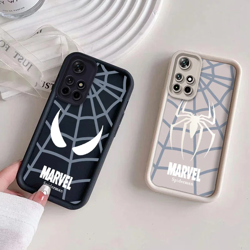 MBrvel Spider-MBn LOGO For Xiaomi Redmi 9A 9C 10A 10C 12C A1 A2 Note 8 9 10 11S 12 13 Pro Plus Eyes Ladder Phone Case Soft Funda