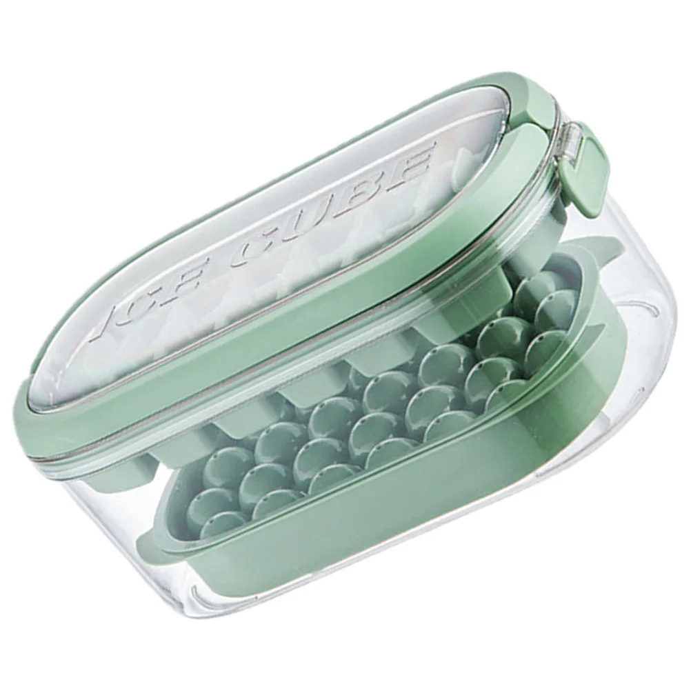 

1pcs Silicone Ice Tray Mold Cube Green 2 Layers 54 Cubes Easy Release Stackable Lid Fit Refrigerator Storage Bin
